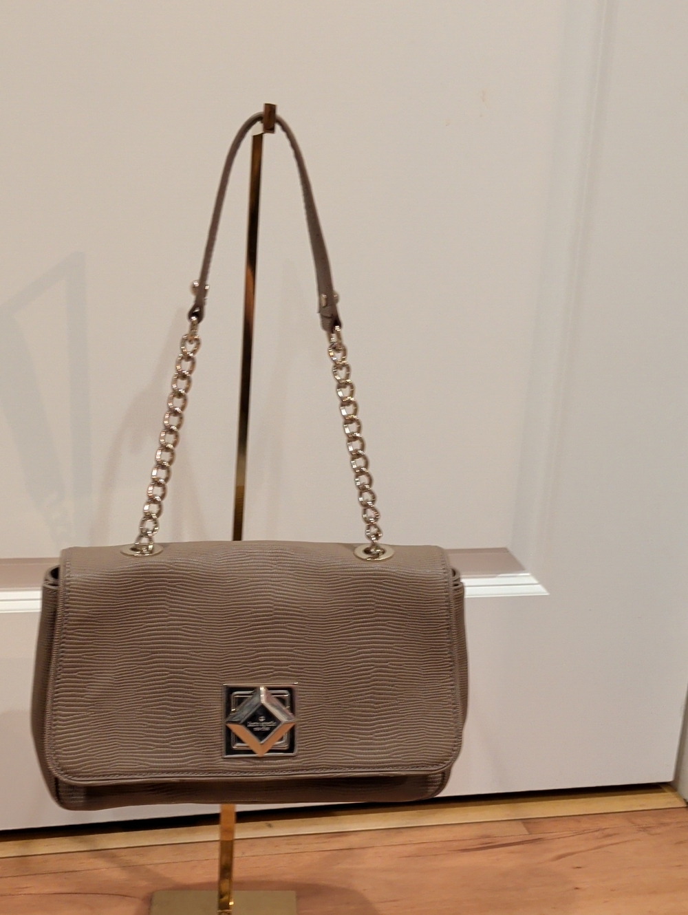 Kate Spade Marble Hill Rafaela bag Chain Shoulder Turnlock Taupe Brown Bag Purse